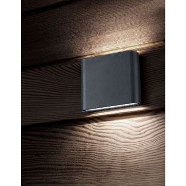 Nova Luce Soho - buiten wandverlichting - 12 x 3 x 9 cm - 2 x 3W LED incl. - IP54 - donkergrijs