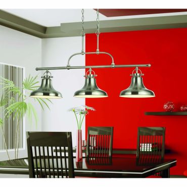 Searchlight Dallas - hanglamp - 95 x 25 x 150 cm - satijn zilver