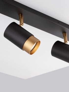 Nova Luce Pogno - opbouwspot 3L - 60 x 6 x 12,5 cm - zandzwart en goud