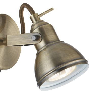 Searchlight Focus - wandverlichting met schakelaar - 9 x 13 cm - antiek messing