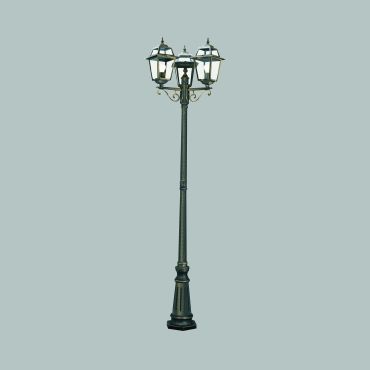 Searchlight New Orleans - lantaarnpalen - Ø 55 x 226,6 cm - IP44 - zwart en goud