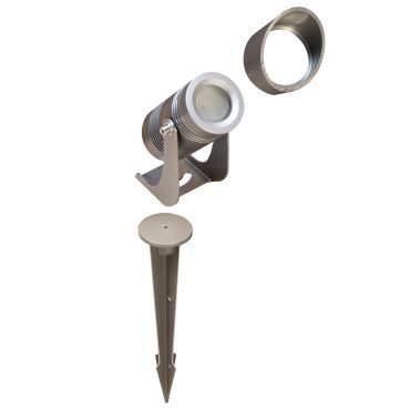 Century Italia Blaze - grondspot - 7,3 x 2,7 x 8,7 cm - 3W LED incl. - IP67 - grijs - warm witte lichtkleur