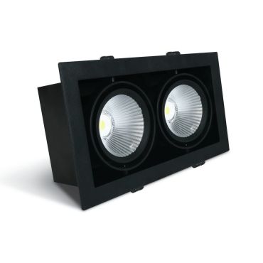 ONE Light COB Box Type Shop -  inbouwspot - 350 x 185 mm, 320 x 160 mm inbouwmaat - 2 x 30W LED incl. - zwart - warm witte lichtkleur