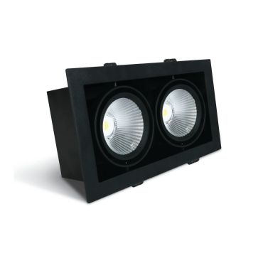 ONE Light COB Box Type Shop -  inbouwspot - 350 x 185 mm, 320 x 160 mm inbouwmaat - 2 x 30W LED incl. - zwart - witte lichtkleur