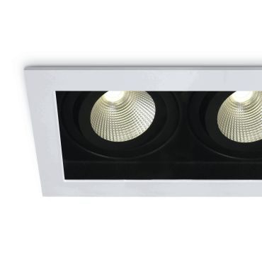 ONE Light COB Shop &amp; Hotel - inbouwspot - 195 x 100 mm, 175 x 90 mm inbouwmaat - 2 x 12W dimbare LED incl. - wit - warm witte lichtkleur