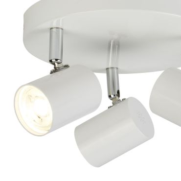 Searchlight Rollo - opbouwspot 3L - Ø 26 x 12 cm - 3 x 4W dimbare LED incl. - wit