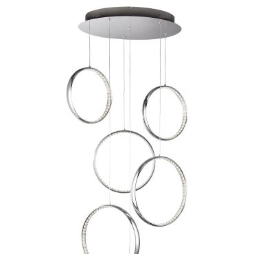 Searchlight Rings - hanglamp - Ø 46 x 180 cm - 56W LED incl. - chroom