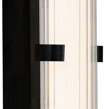 Searchlight Clamp - wandverlichting - 63 x 8,5 cm - 21W dimbare LED incl. - IP44 - zwart en transparant