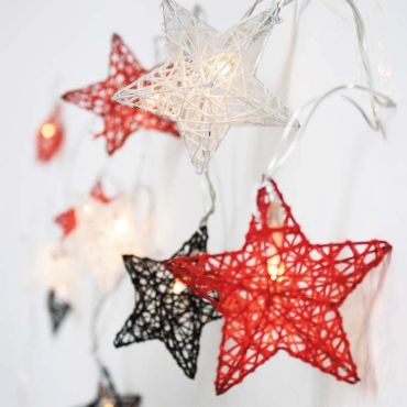 New Garden Stellina - lichtslinger - 3,3m slinger waarvan 1,5m snoer - 10 LED-lampen incl. - IP44 - 2700K - zwart, rood en wit