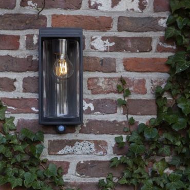 Lutec Flair - buiten wandverlichting op zonne-energie met bewegingsmelder - 12 x 13,8 x 28,5 cm - 2W LED incl. - IP44 - zwart