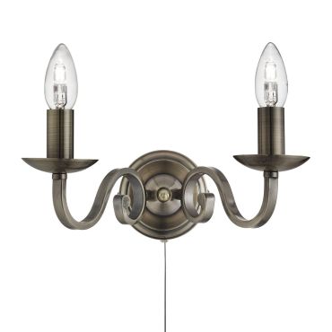 Searchlight Richmond - wandverlichting met trekschakelaar - 30 x 16 cm - antiek messing