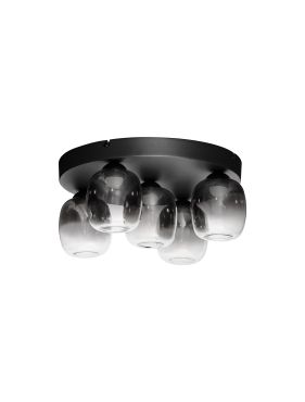 Nova Luce Kita - plafondlamp - Ø 45 x 22 cm - 28W dimbare LED incl. - zandzwart en rokerig glas