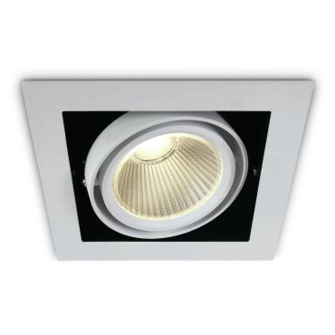 ONE Light COB Box Type Shop - inbouwspot - 185 x 185 mm, 160 x 160 mm inbouwmaat - 30W LED incl. - wit - warm witte lichtkleur