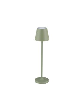 Nova Luce Petit - oplaadbare tafellamp - Ø 7 x 28 cm - 2W dimbare LED incl. - IP54 - olijfgroen