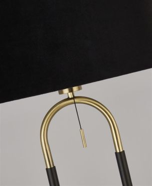 Searchlight Jazz - tafellamp - Ø 37 x 63 cm - zwart en satijn messing