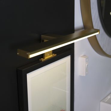 Searchlight Kos - opbouw wandlamp - 40 x 5 cm - 8W LED incl. - IP44 - goud