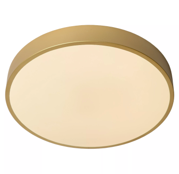 Lucide Unar - plafondverlichting - Ø 39,5 x 5 cm - 24W dimbare LED incl. -  3 stappen dimmer - mat goud