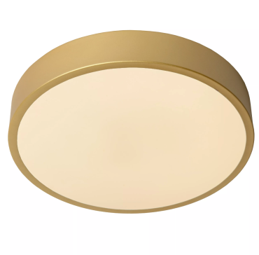 Lucide Unar - plafondverlichting - Ø 30 x 5 cm - 18W dimbare LED incl. -  3 stappen dimmer - mat goud