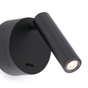 Faro Boc - wandverlichting met schakelaar - 8,5 x 11 x 17 cm - 3W LED incl. - mat zwart
