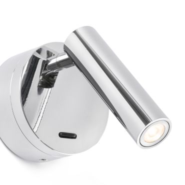 Faro Boc - wandverlichting met schakelaar - 8,5 x 11 x 17 cm - 3W LED incl. - glanzend chroom