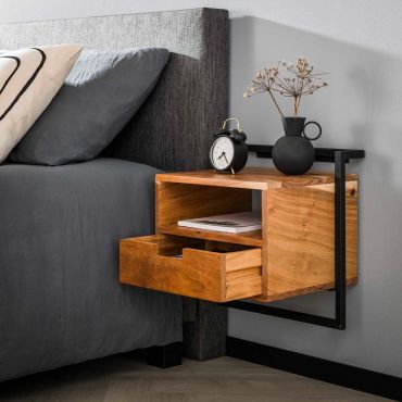 Vico Air Solid - open vak - nachtkastje - 44 x 35 x 45 cm - acaciahout