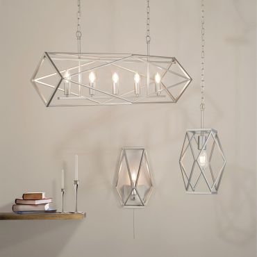 Searchlight Chassis - wandverlichting met trekschakelaar - 19,5 x 30 cm - satijn zilver