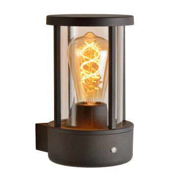 Lucide Lori - buiten wandverlichting met dag/nacht sensor - 12 x 21,8 x 14,7 cm - IP44 - zwart