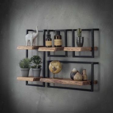 Vico Edge - wandschap - 65 x 25 x 30 cm - acaciahout
