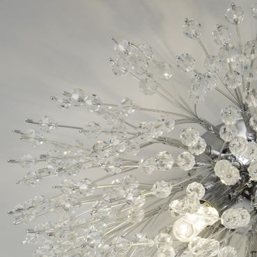 Searchlight Sunburst - plafondlamp - 39 x 20 cm - chroom en transparant