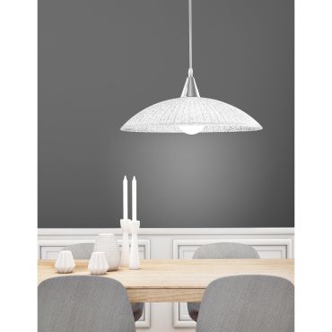 Nova Luce Shell - hanglamp - Ø 40 x 100 cm - wit en chroom