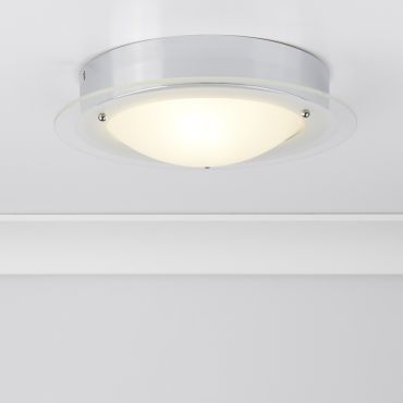 Searchlight Bathroom Flush - plafondlamp badkamer - Ø 30 x 10 cm - IP44 - chroom
