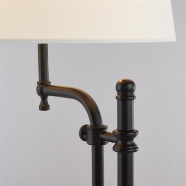 Searchlight Munich - tafellamp - 36 x 77 cm - zwart en natuurlijk linnen