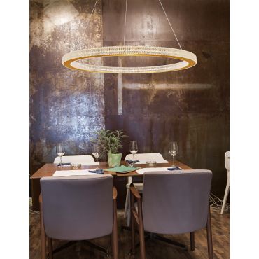 Nova Luce Fiore - hanglamp -Ø 80 x 120 cm - 80W dimbare LED incl. - antiek goud messing