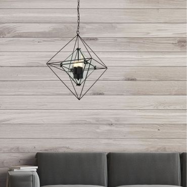Searchlight Diamond - luster - 57 x 57 x 150 cm - mat zwart