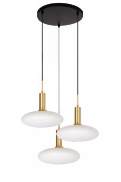 Lucide Singala 3L - hanglamp - Ø 55 x 169 cm - opaal en goud