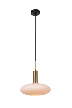 Lucide Singala - hanglamp - Ø 30 x 169 cm - opaal en goud