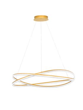 Nova Luce Ofelia - hanglamp met afstandsbediening - Ø 95 x 150 cm - 68W dimbare LED incl. - messing goud