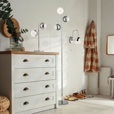 Searchlight Marbles - staanlamp - Ø 25 x 152 cm - 5W LED incl. - chroom