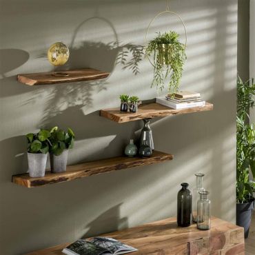 Vico Natural Edge - wandschap - 90 x 20 x 4 cm - acaciahout