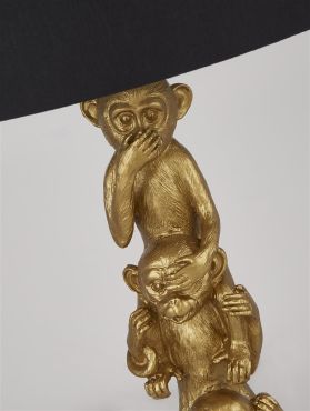 Searchlight 3 Wise Monkey - tafellamp - Ø 28 x 51,5 cm - zwart/goud