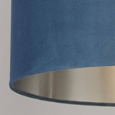 Searchlight Velvet Drum - lampenkap - Ø 28 x 18 cm - blauwgroen en zilver