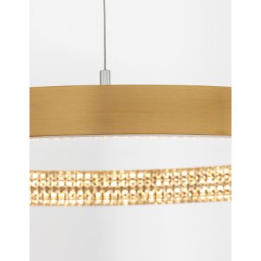 Nova Luce Preston - hanglamp - Ø 40 x 120 cm - 25W dimbare LED incl. - antiek goud messing