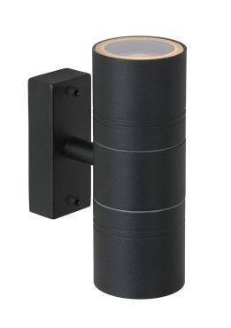 Lucide Arne - wandlamp buiten - 6,3 x 12 x 17 cm - 2 x 5W LED incl. - IP44 - zwart