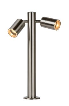 Lucide Arne - tuinpaal - 18 x 9,5 x 50 cm - 2 x 5W LED incl. - IP44 - satijn chroom