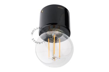 Zangra Puur Porselein - plafond/wandlamp - Ø8 x 7 cm - zwart