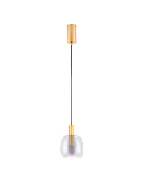 Nova Luce Imatia - hanglamp - Ø 16 x 215 cm - 7W LED incl. - messing goud en rokerig glas
