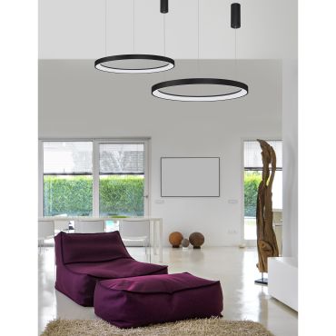 Nova Luce Pertino - hanglamp - Ø 78 x 150 cm - 60W dimbare LED incl. - zand zwart