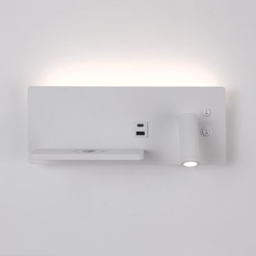 Artdelight WL Charge - Leeslamp met schakelaar, draadloos oplaadstation en USB - 8 x 30 x 12 cm - 3W+3W LED incl. - wit