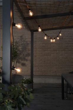 Konstsmide - decoratieve party lichtset met dimfunctie en vervangbare LED - 4,5m lengte met 10m snoer - 10 LED lampen incl. - 6,2W - IP44 - zwart