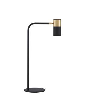 Nova Luce Pongo - tafellamp met schakelaar en USB-stekker - Ø 16 x 55 cm - zandzwart en goud